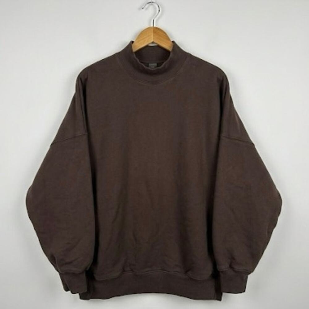 THE GROUP BY BABATON Oversized Fleece Mock Neck Sweatshirt Brown Quiet luxury